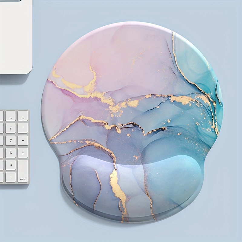 Wrist Rest Ergonomic - Powder Blue Gradient Marble Texture Round