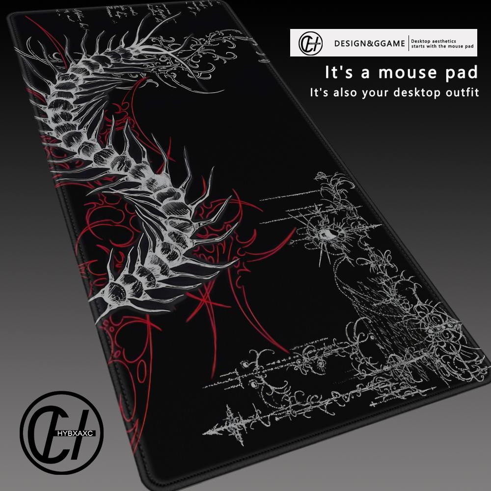 Gaming Accessories White - Black White Gothic Mouse Pad Large