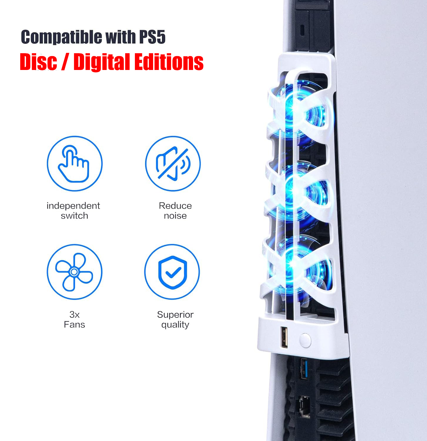 For PS5 Slient Cooling Fan wit - đánh giá và giá Gaming Accessories Led